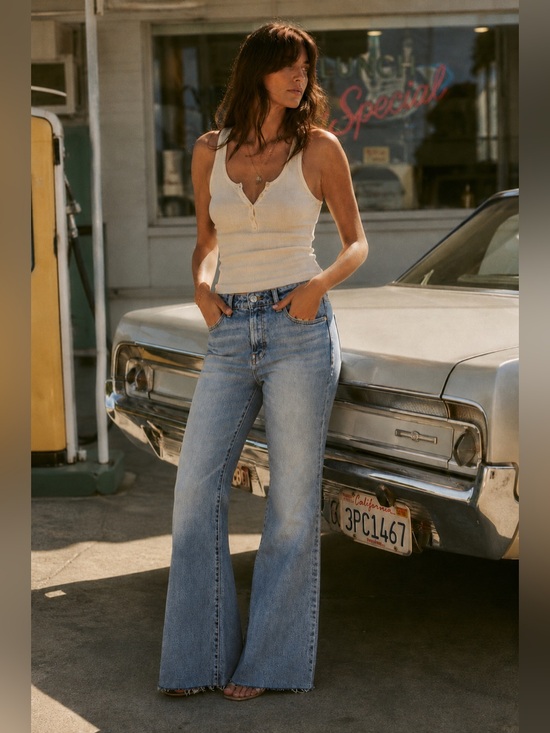 Good American Denim - Good American Good Vintage Low Relaxed Flare Jeans Size 8 NWT Indigo 1288 wash